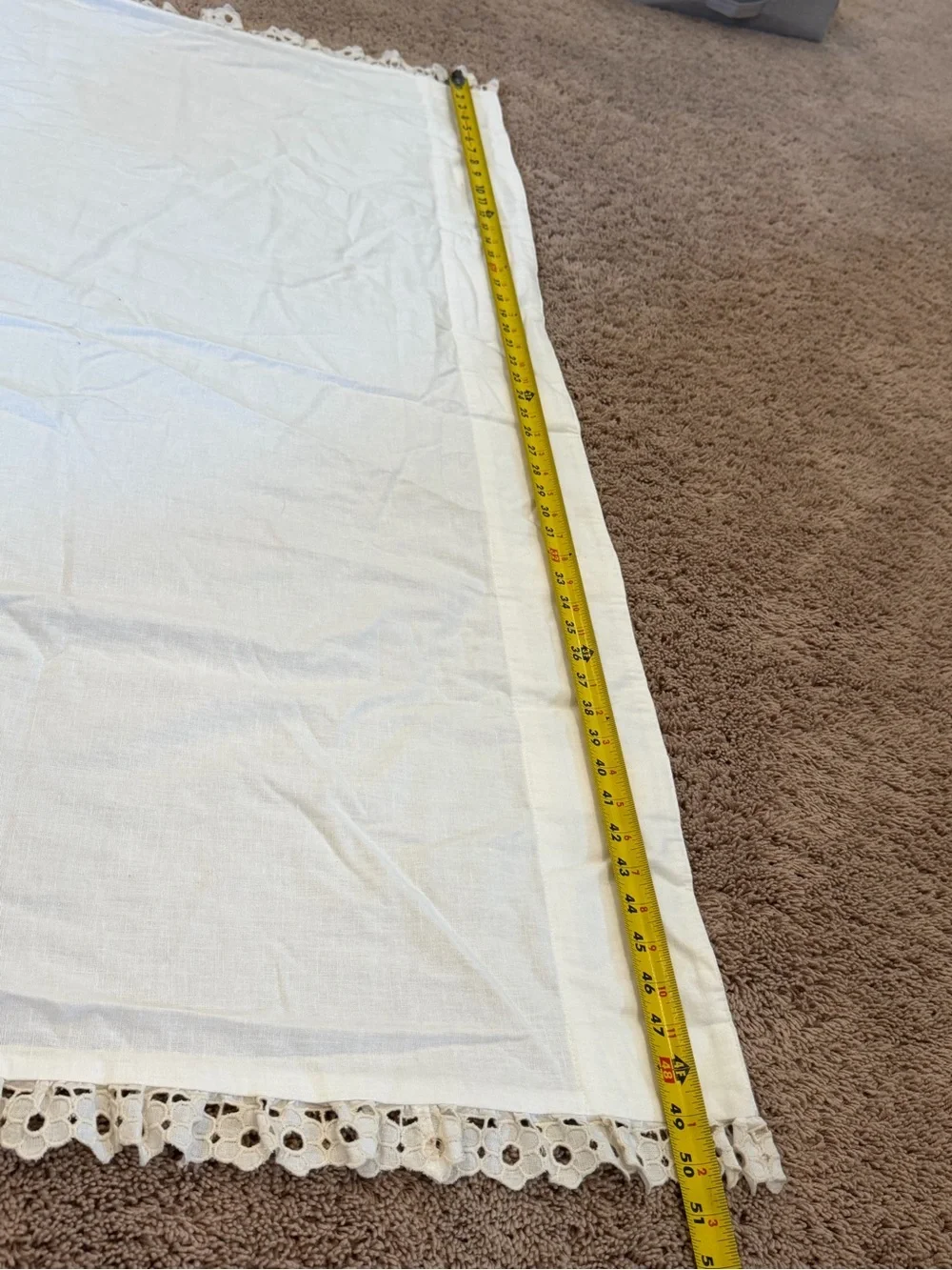 Anthropologie cotton embroidered floral edge curtain panel 69 x 50 white lace